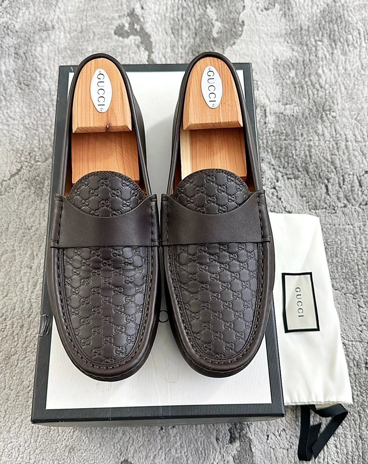 Massin homme authentique en cuir marron Gucci Guccissima US9 EU42,5 UK8,5