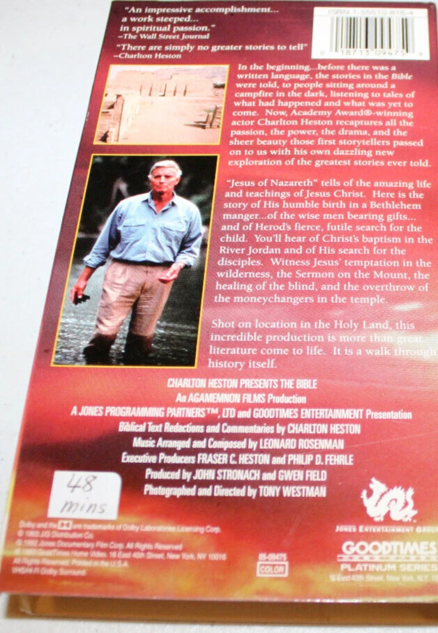 Charlton Heston Presents The Bible: Jesus of Nazareth (VHS 1993) Spiritual - Image 2 of 2