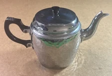 Vintage hammered chrome3/aluminum teapot.  marked Sona Chrome, Made in England