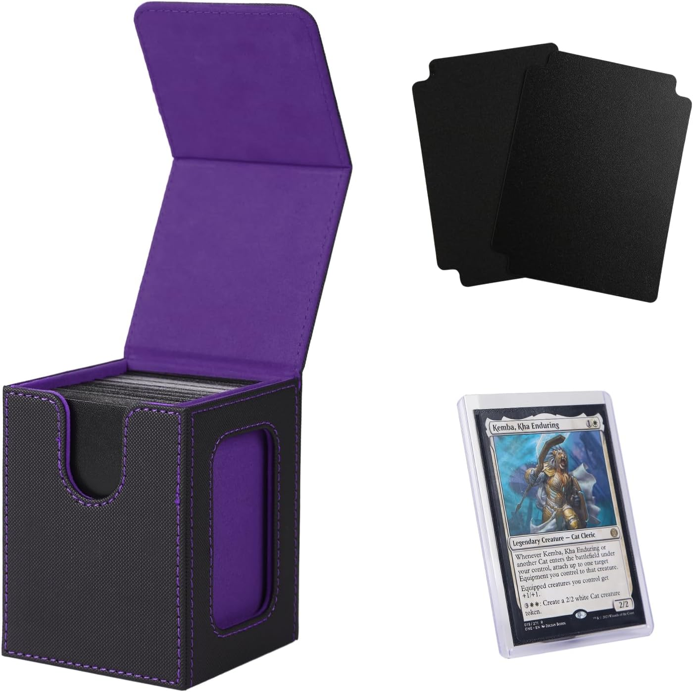 MTG Deck Box with Slot for Commander Display, Patented Design, Fits 100+ Double