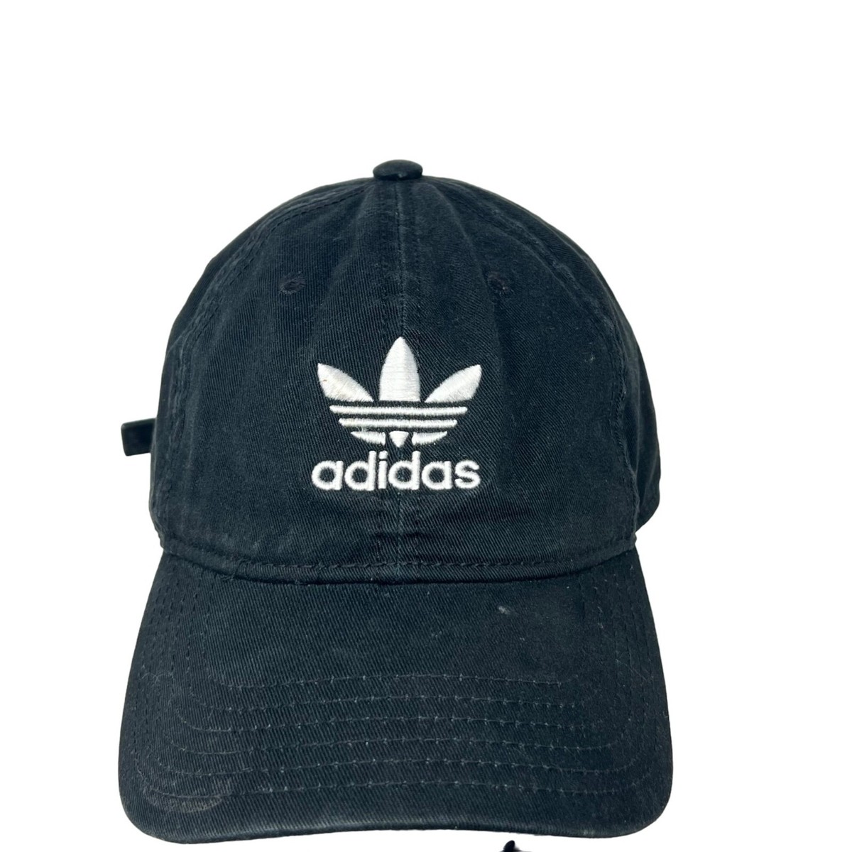 adidas Trefoil Embroidered Logo Strapback Hat Cap Black White Originals Trefoil Chain Snapback – ShopWSS main image 3