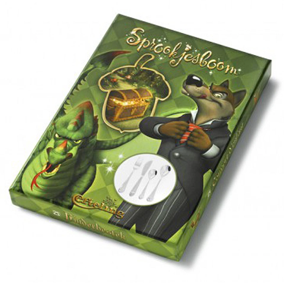 Kinderbesteck Märchenbaum Prägung Wolf Schlange 4-teilig Gravur personalisiert