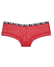 Victoria's Secret PINK Leopard Lace Cheekster Panty Bright Red