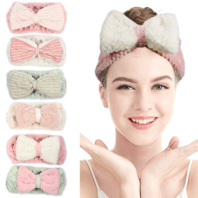 3 Spa Headband Bow Facial Makeup Headband, Soft Headband for Shower Washing Face