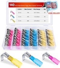 140PCS 22-10AWG Heat Shrink Piggy Back Spade Terminals Connectors Assortment Kit