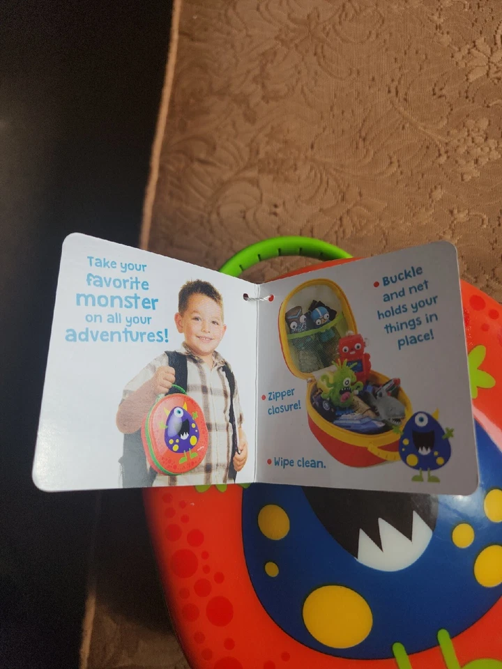 Schylling Cushie Carry All MONSTER CASE LONCHERA Naranja Azul Verde BOLSO DE MANO Foto 2 de 4