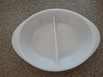 Vintage 1960 Glas Backopal USA grün Gänseblümchen geteilt oval Servierschale J2352 gebraucht 