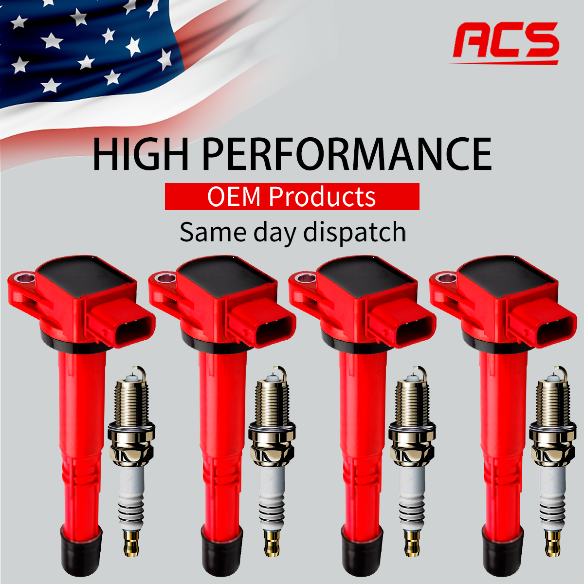 4X OEM New Ignition Coil + 4X Iridium Spark Plug for Honda Accord 2.0/2.4L UF311