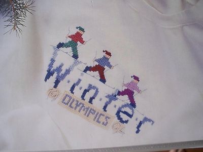 Winter Olympics Snow 1-2-3-Ski Ornament Design OOP Cross Stitch PATTERN (Y)