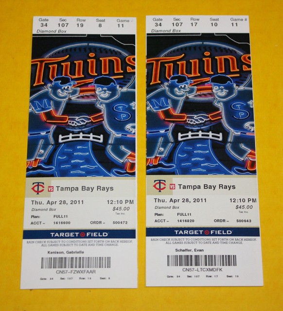 Minnesota Twins Ticket Stub April 28 2011 Rene Tosoni Debut Michael