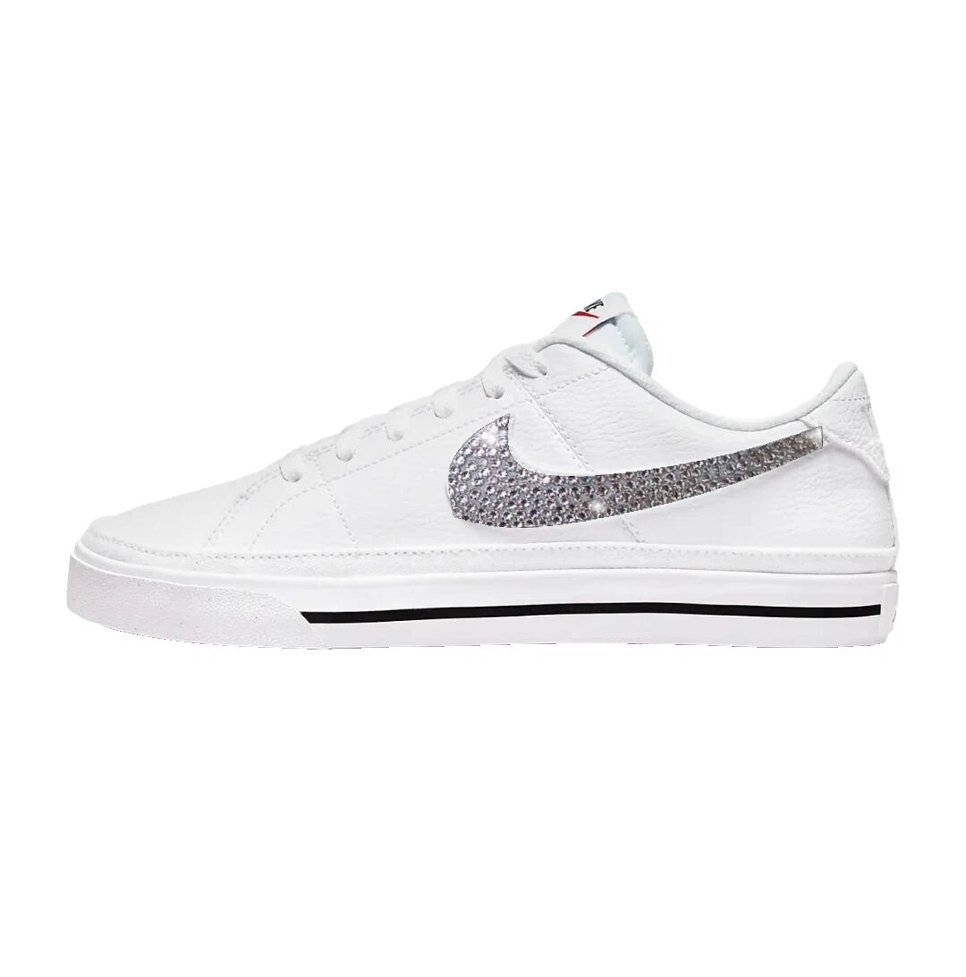 White Leather Upper Solid Athletic Shoes for Women