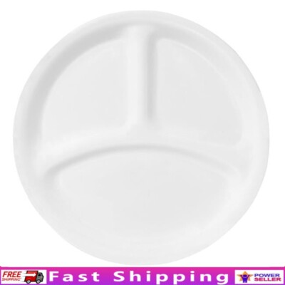 Round Divided Dinner Plate Microwave Safe Dishwasher Safe Stackable Glass Dish