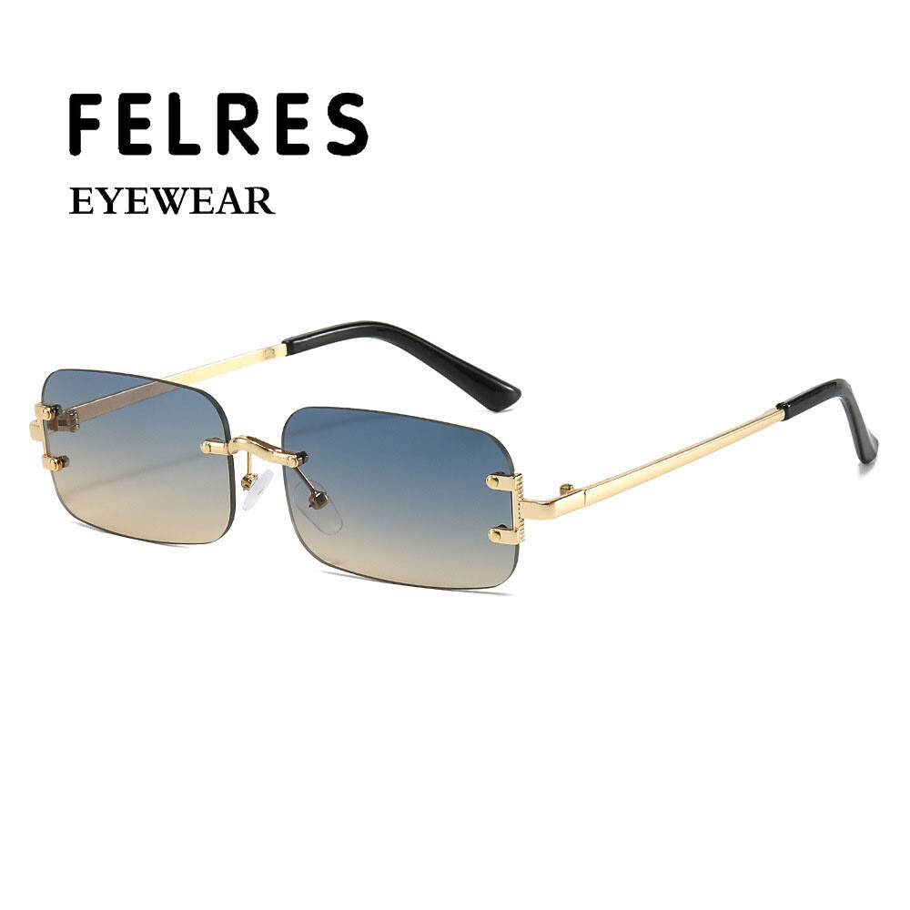 Metal Frame Oversized Rimless Sunglasses UV400 Protection Retro Classic UV400 Luxury Rimless Sunglasses Women Ladies Fashion  main image 3