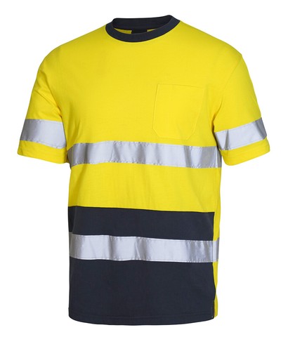 5X HI VIS WORK SHIRT COTTON t-SHIRT WITH REFLECTIVE TAPE SAFETY WORK WEAR - Picture 6 of 7