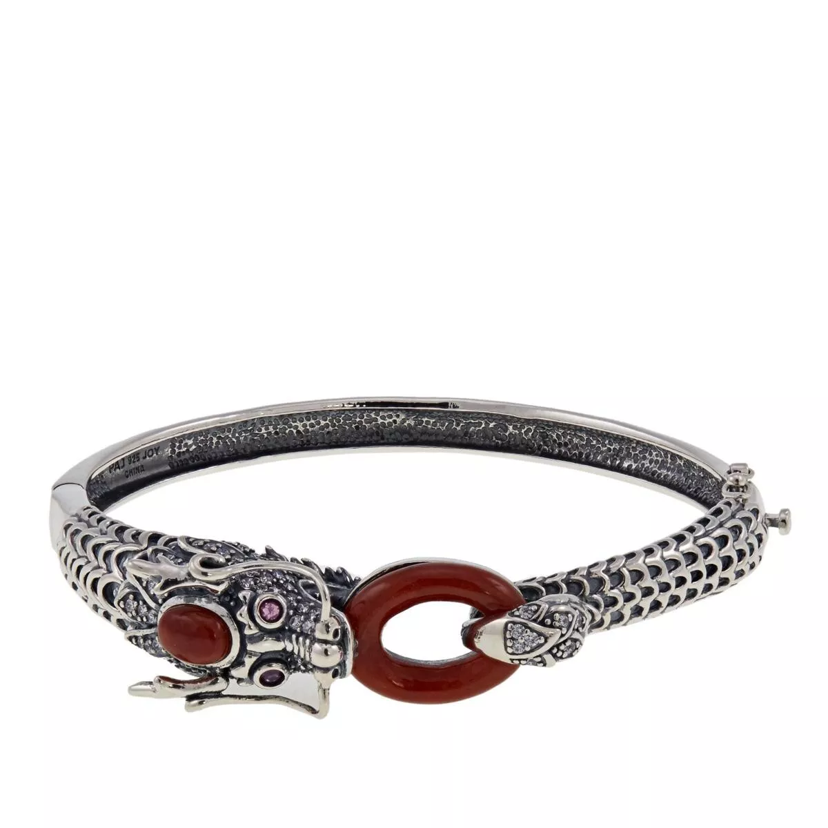 Jade of Yesteryear Red Jade Ruby and CZ Dragon Bracelet 7