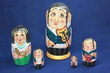 Jewish Family 5 Pieces Nesting Doll 7" Handmade Matryoshka