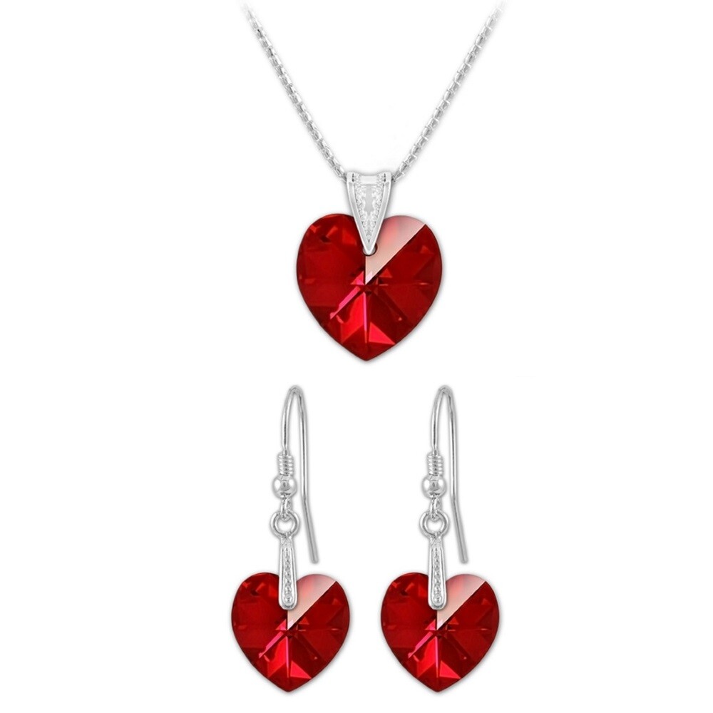 Parure Argent 925 Coeurs Siam AB en cristal pour femme