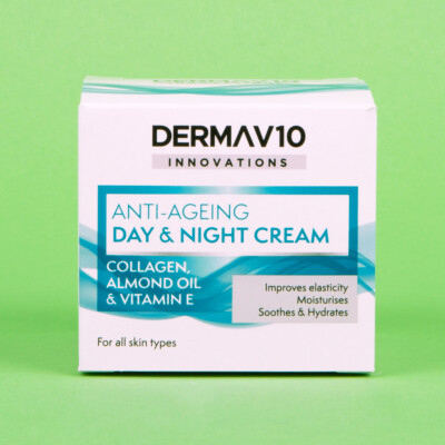 Derma V10 Anti-Aging Tages- & Nachtcreme mit Kollagen, Mandelöl & VitaminE 50ml
