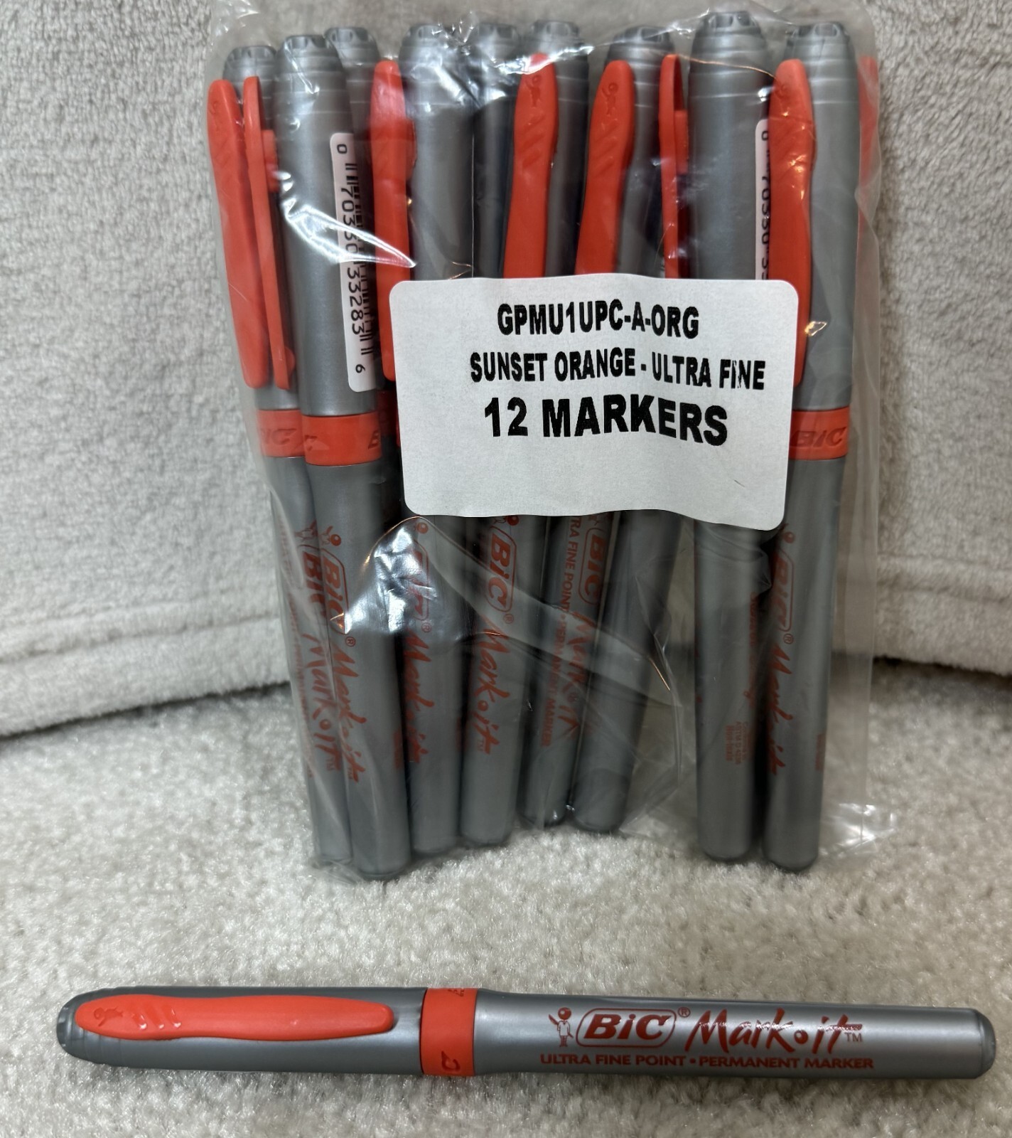 One Dozen BIC Mark-It Sunset Orange Ultra Fine Point Permane