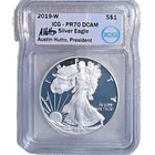2019 w American Silver Eagle $1 PR70 DCAM Cameo Proof ICG Austin Hutto Signed
