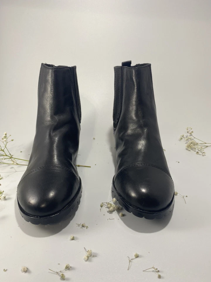 全新 C Wonder 皮革踝靴 尺寸 7 MSRP:140 美元 黑色 — 第 3/4 张图片