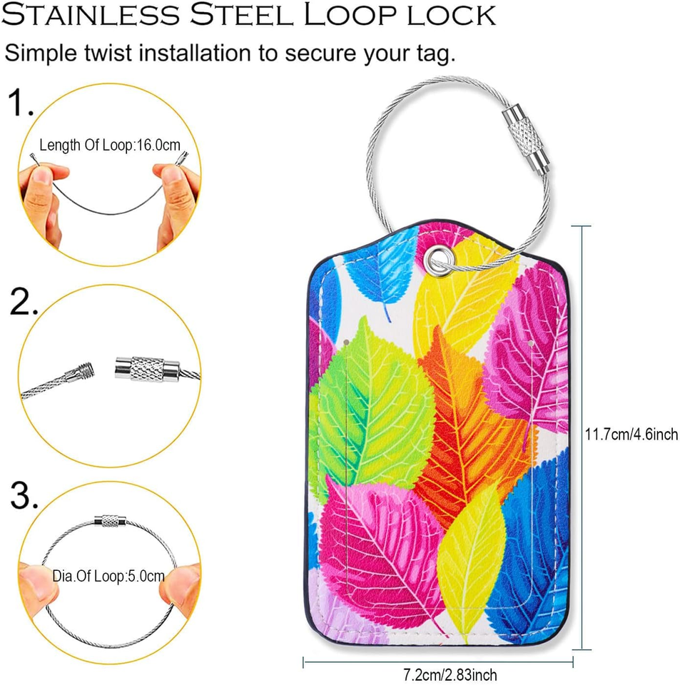 Luggage Tags for SuitcasesLeather Luggage Tag 4 Pack with Loops Cute