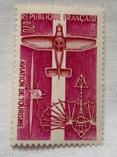 Timbre France Aviation de tourisme rose fuschia avion NEUF luxe 1341 1962