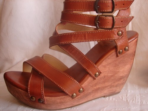 BedStu Talla 8.5 Julie Brown Zapatos Sandalias De Tiras Cuña de madera 8  1/2 | eBay
