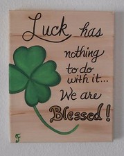 St. Patrick's Day Lucky 4-Leaf Clover 8 x 10 Canvas Art Painting We Are Blessed
