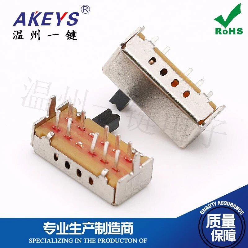 10) Interruptor lateral horizontal SK-24D07 2P4T 10 pines altura mango 4 mm con 2 pasadores fijos Foto 3 de 4