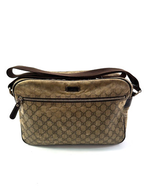 GUCCI Beige/Ebony GG Coated Canvas Messenger Bag