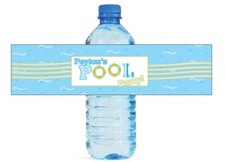 100 Pool Party Water Bottle labels Birthday Party Easy to Use Self Stick Labels