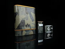 Brizard Golfers Camo Pattern  Leather  Case, Cutter and Pocket Lighter Combo