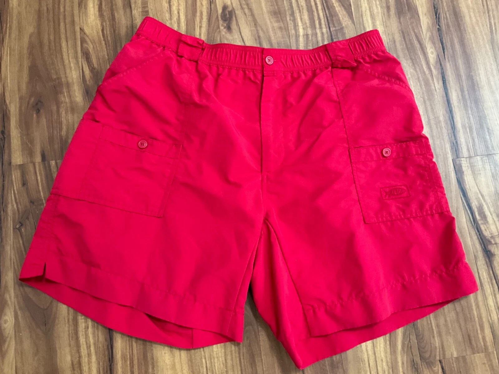 AFTCO Shorts Mens Red Cargo Fishing Nylon 40 x8