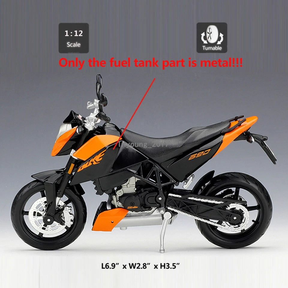 1:12 KTM 690 Duke 2008 Modelo de motocicleta Juguetes diecast para niños Niños Regalos Negro Foto 2 de 4