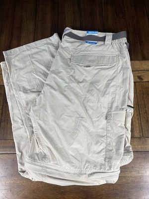 Columbia Silver Ridge Convertible Pants Mens 42x32 Beige Cargo Hiking Nylon