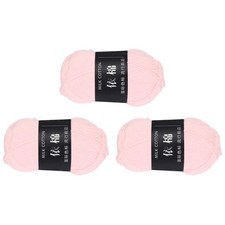3Pcs Cotton Yarn Knitting Yarn Crochet Yarn 87.5Yard x 2.5mm, Pink 