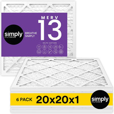 20X20X1 Air Filter, Merv 13, 6 Pack, for Home AC Furnace  HVAC Actual Size: 19