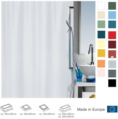 spirella Duschvorhang 120/180/200/240 Weiss, Blau, Grau Anti-Schimmel Textil - Bild 1 von 4