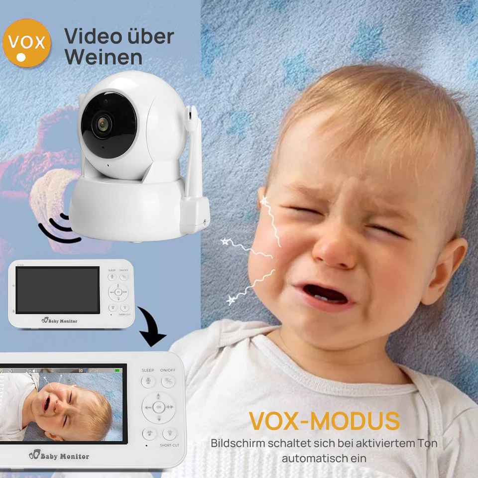 Babyphone mit Kamera Video-Babyphone Video Baby Monitor 5" HD-Display VOX-Modus - Bild 2 von 4