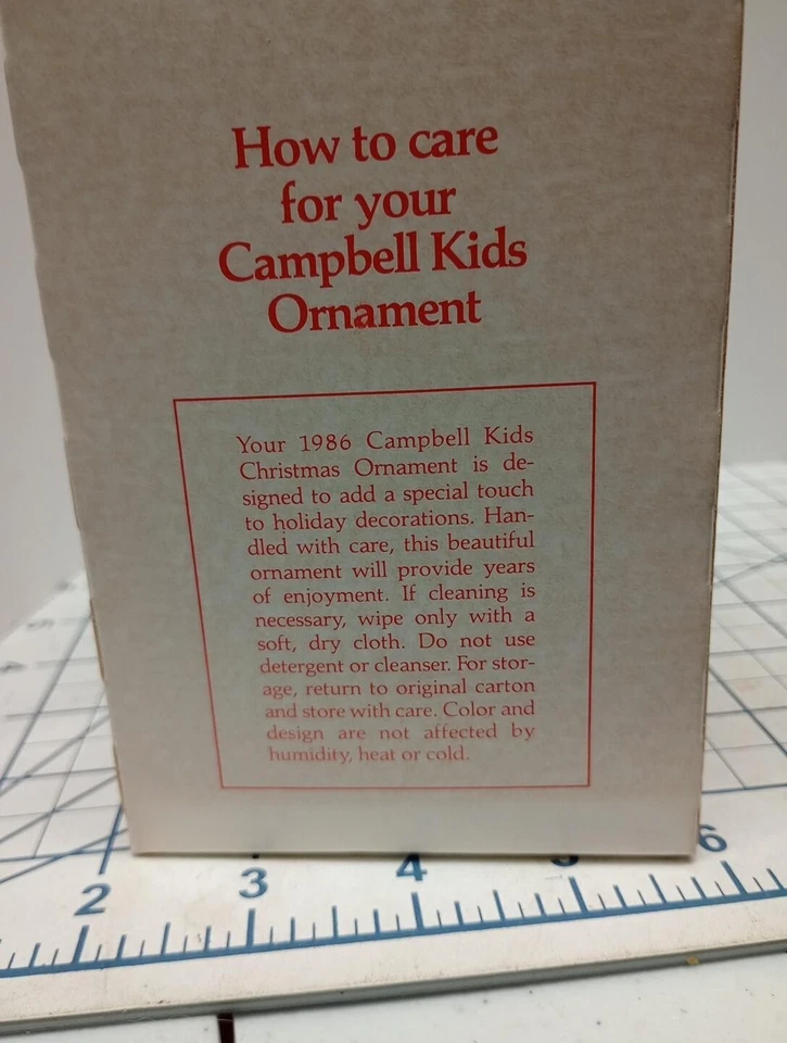Vintage 1986 Campbell Soup Niños Edición Coleccionista Adorno de Navidad B1 Foto 4 de 4