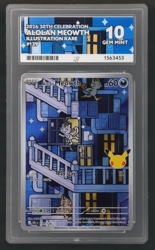 Pokémon TCG Alolan Meowth 2026 30th Celebration 139/128 Holo IR Ace 10