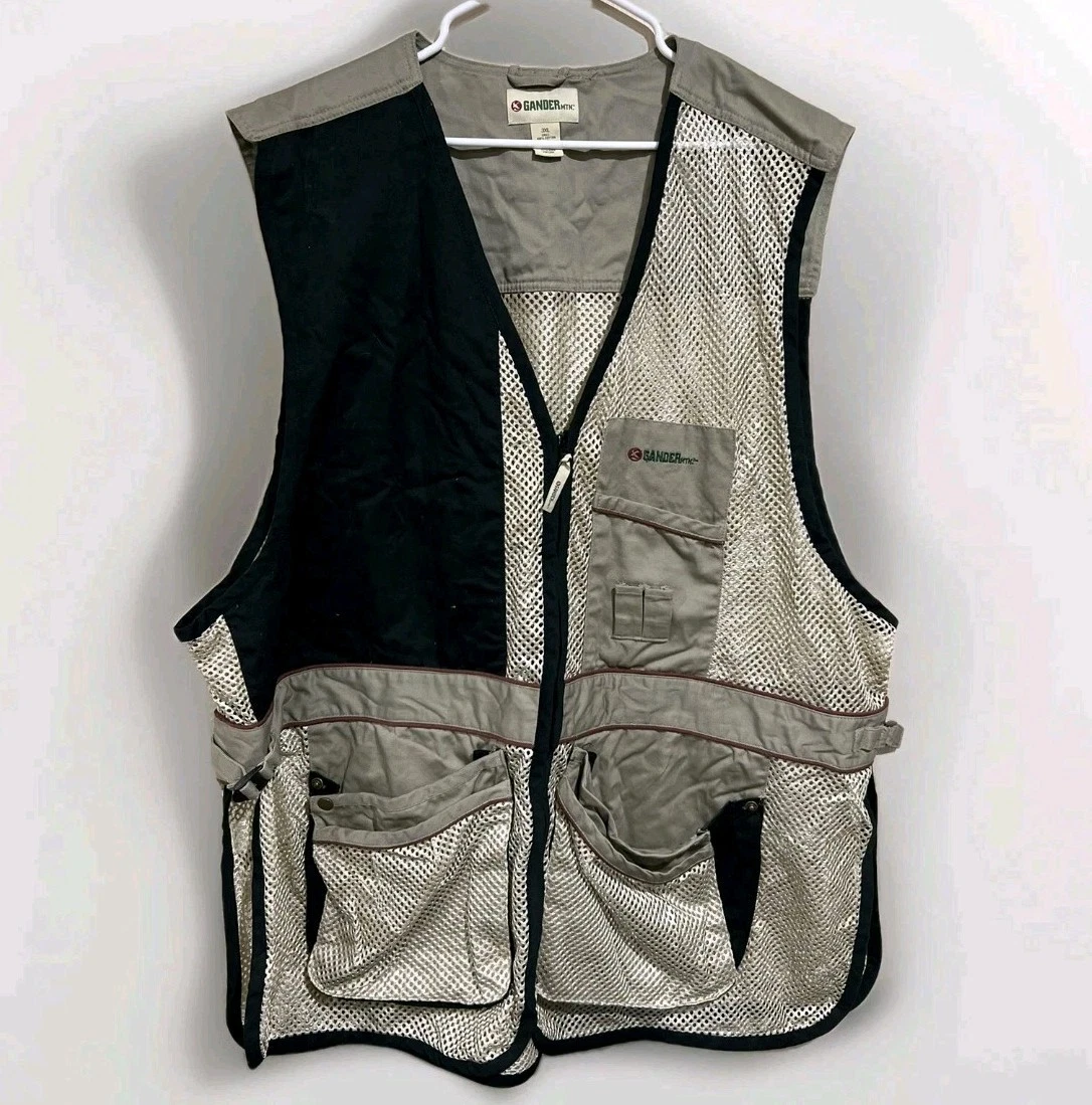 Gander Mtn Men 3XLT Hiking Camping Fishing Vest Mesh Black Beige