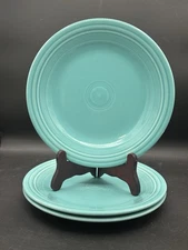 Set (3) Fiesta Ware Retired Homer Laughlin Turquoise Blue Dinner Plates ~10.5”