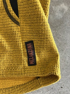 Melanzana Hoodie Men Medium Yellow Micro Grid Fleece Outdoor Gorpcore Hike