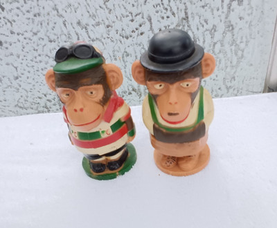 Vintage 2 x PG Tips Kunststoff Affe Eierbecher mit Deckel 70er Jahre
