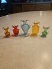 Lot of 5 - Vintage Italian Mini Handblown Vases - Murano Style -Beautiful Colors