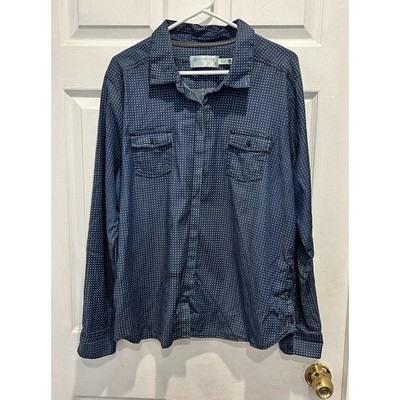 Aventura Clothing Womens XL Blue Star Print Button Up Shirt Eco Gorpcore Tencel