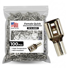 100 Pcs High Temperature Non-Insulated Female Spade Connectors - 16-14 Gauge