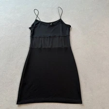 H&M Divided Mini Dress S Black Spaghetti Strap Sheer Panel Detail Slip Short